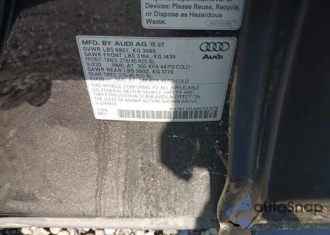 2008 Audi Q7 3.6 Premium from USA, damaged, VIN WA1BY74L68D031976